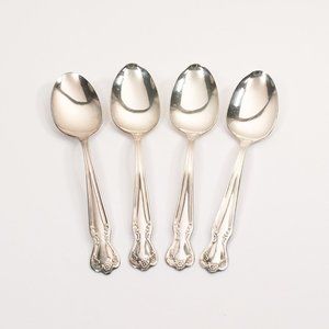 4 Rogers & Bro Silver Plated Teaspoons 6 1/8" 1952